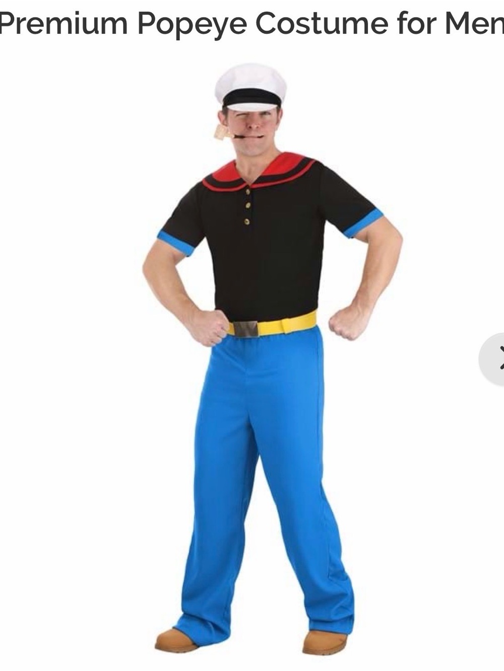 Popeye the Sailor Man Vintage Cartoons Costume Adult Size Halloween Cosplay XXL